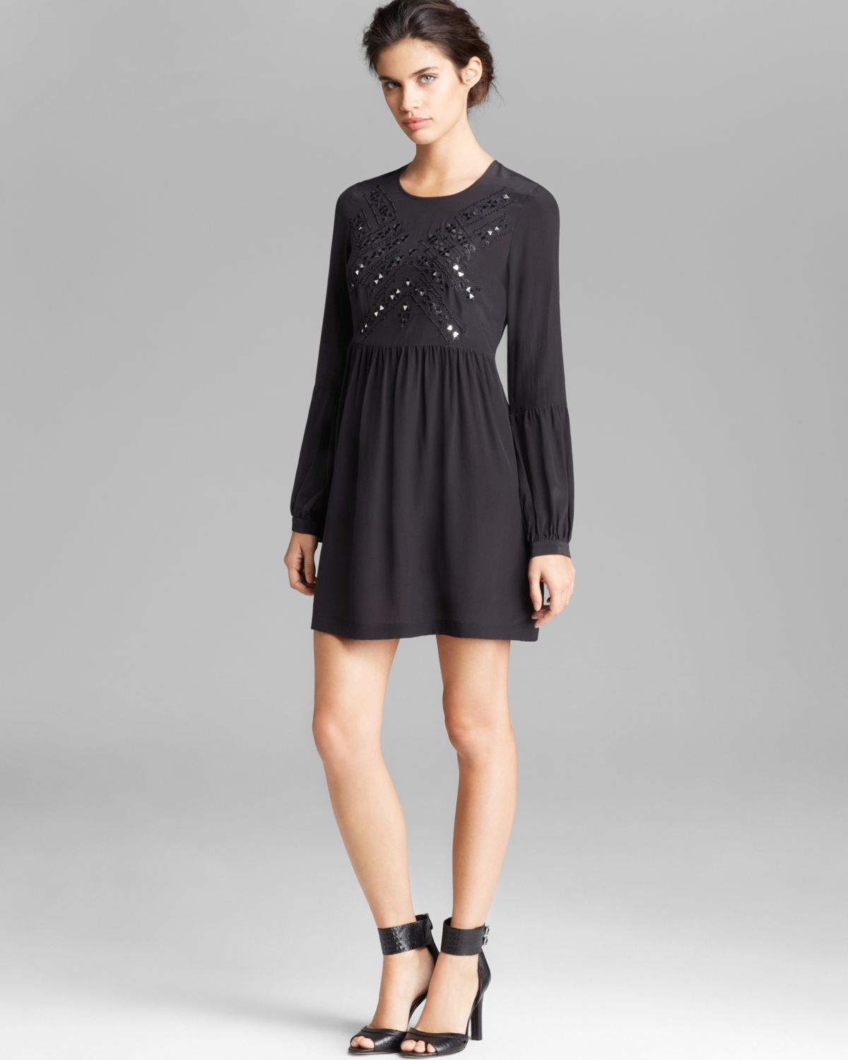 Twelfth Street Cynthia Vincent Dress Embroidered Mirror Silk in Blue ...