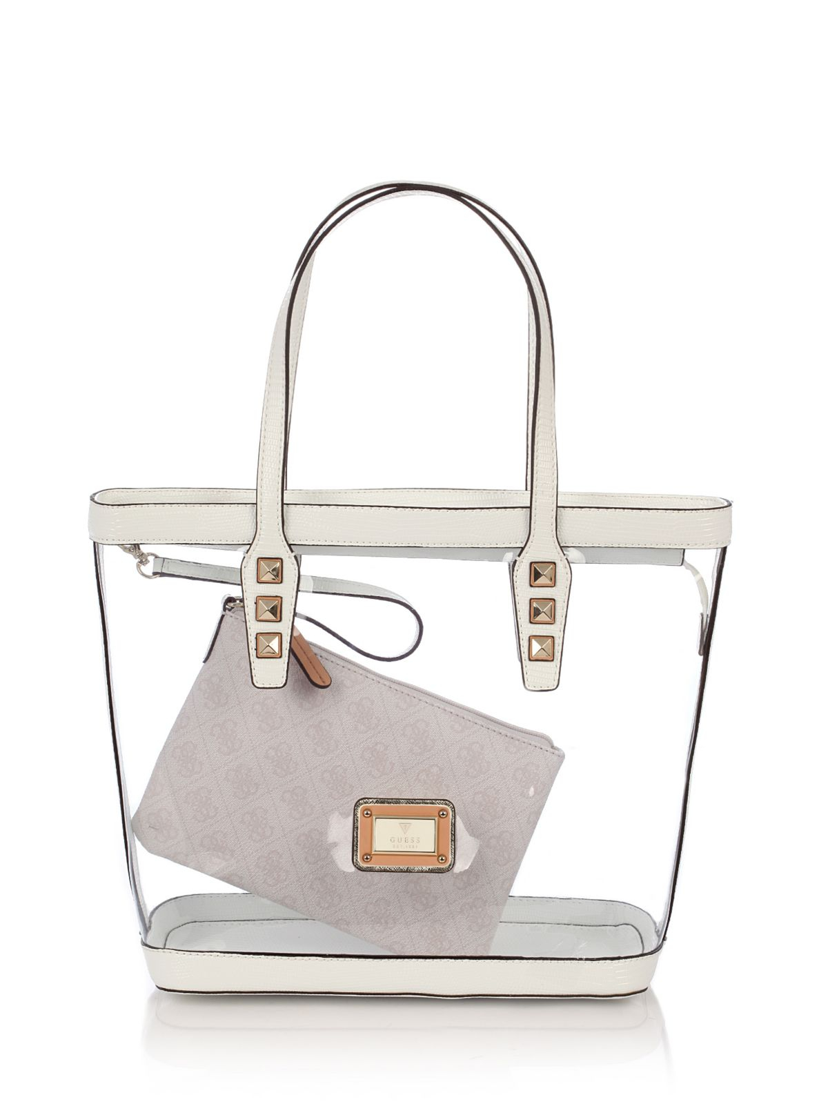 Guess Logo Remix Clear Plastic Tote Bag in Transparent (melange grey) | Lyst