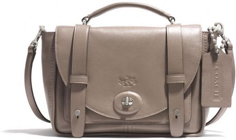 Coach Bleecker Mini Brooklyn Messenger Bag In Leather in Gray (DARK ...