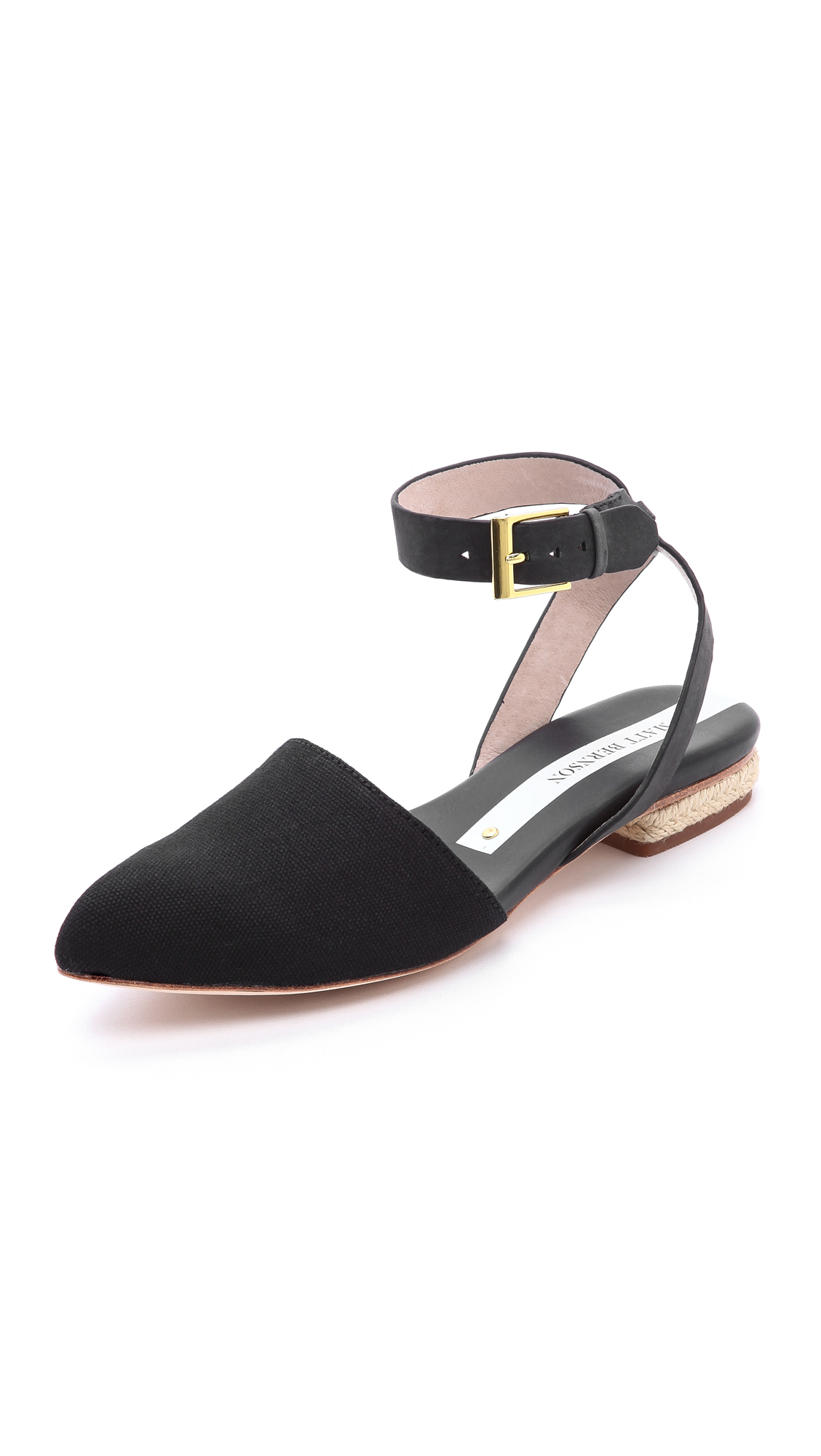 black ankle strap flat