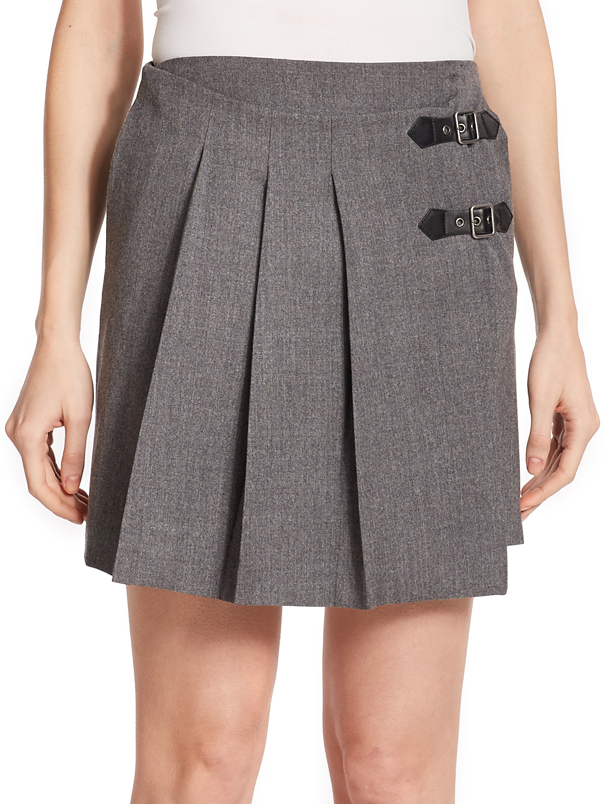 Lyst Marc By Marc Jacobs Pleated Wool Wrap Skirt In Gray