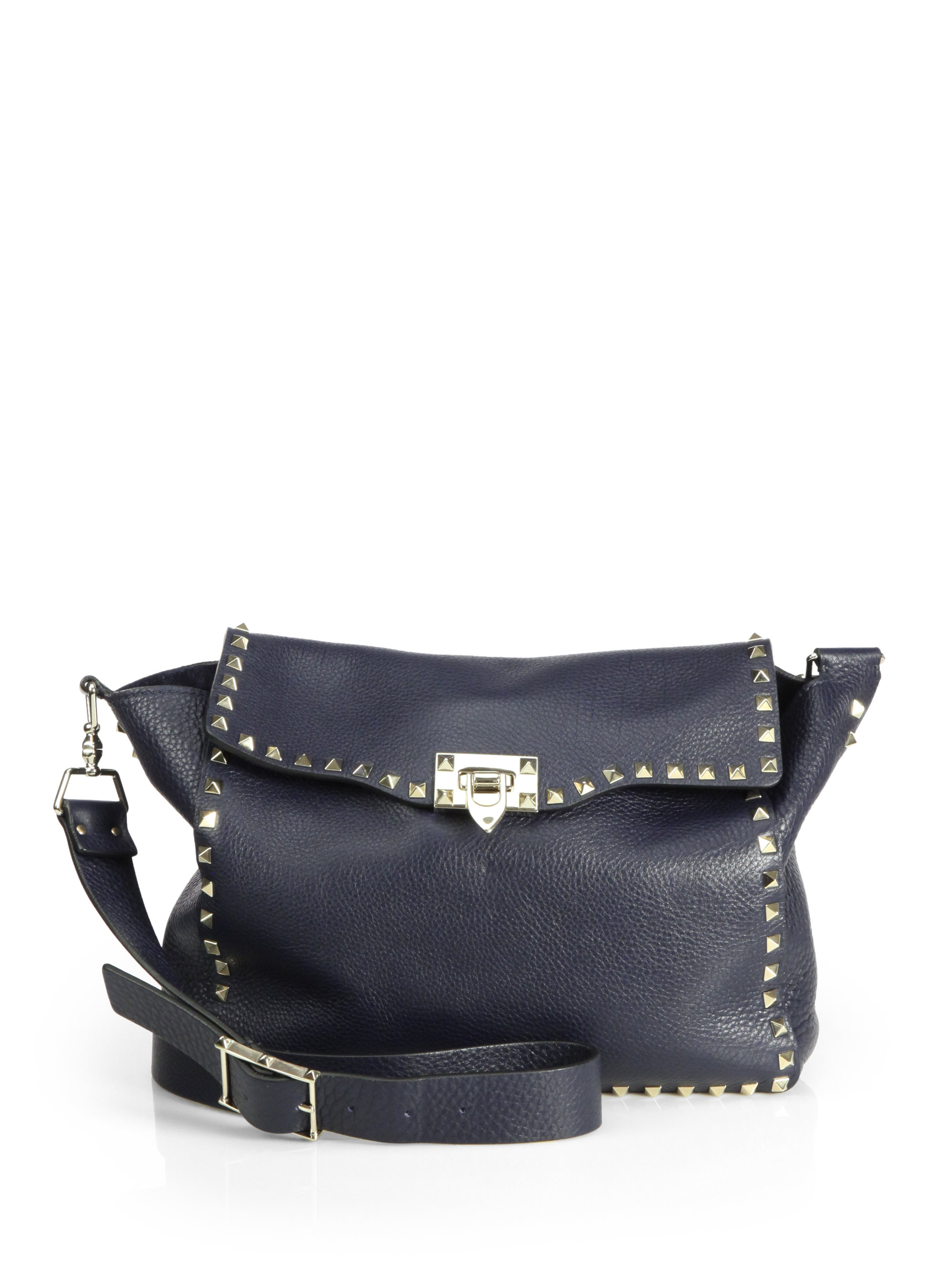 Valentino Rockstud Utilitarian Flap Crossbody Bag in Blue (MARINE)