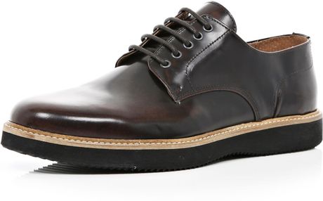 River Island Brown Patent Formal Lace Up Shoes in Brown for Men | Lyst