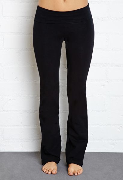 Forever 21 Fold-Over Yoga Pants in Black (Blackblack) | Lyst