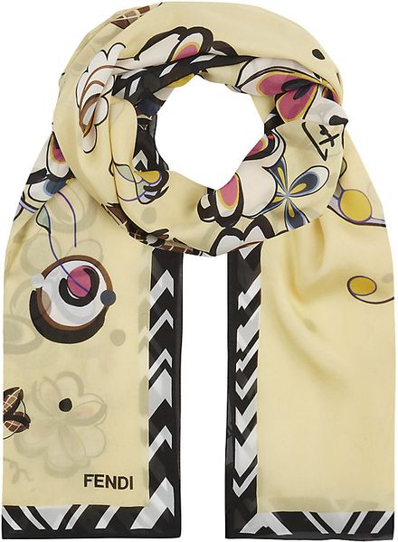 Fendi Blossom Silk Scarf In Beige Floral Lyst