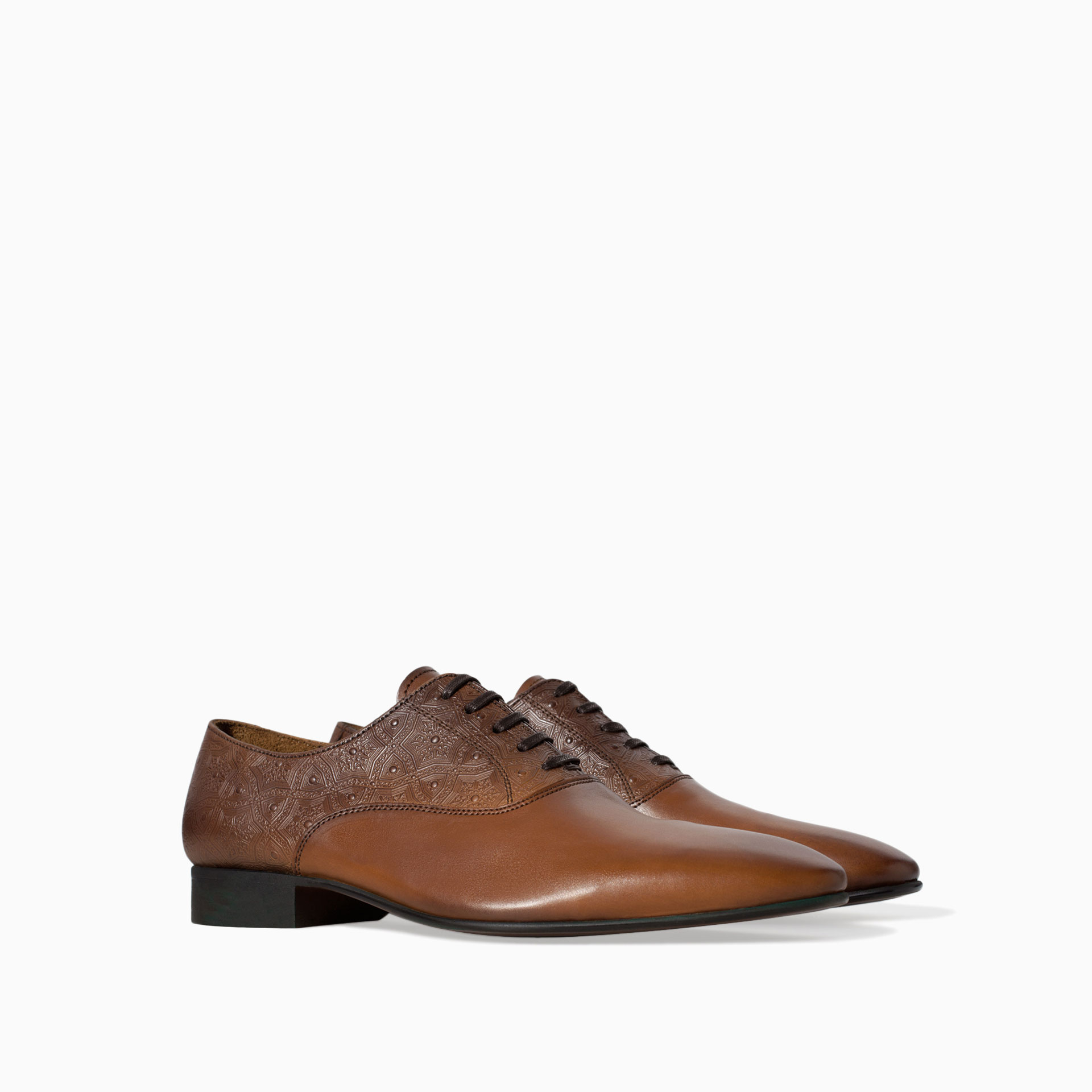 Zara Brushed Leather Oxford Shoe in Brown for Men (Tobacco) | Lyst