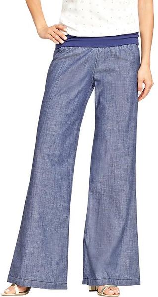 Old Navy Linen Blend Pullon Pants in Blue (Mid Tone Chambray) | Lyst