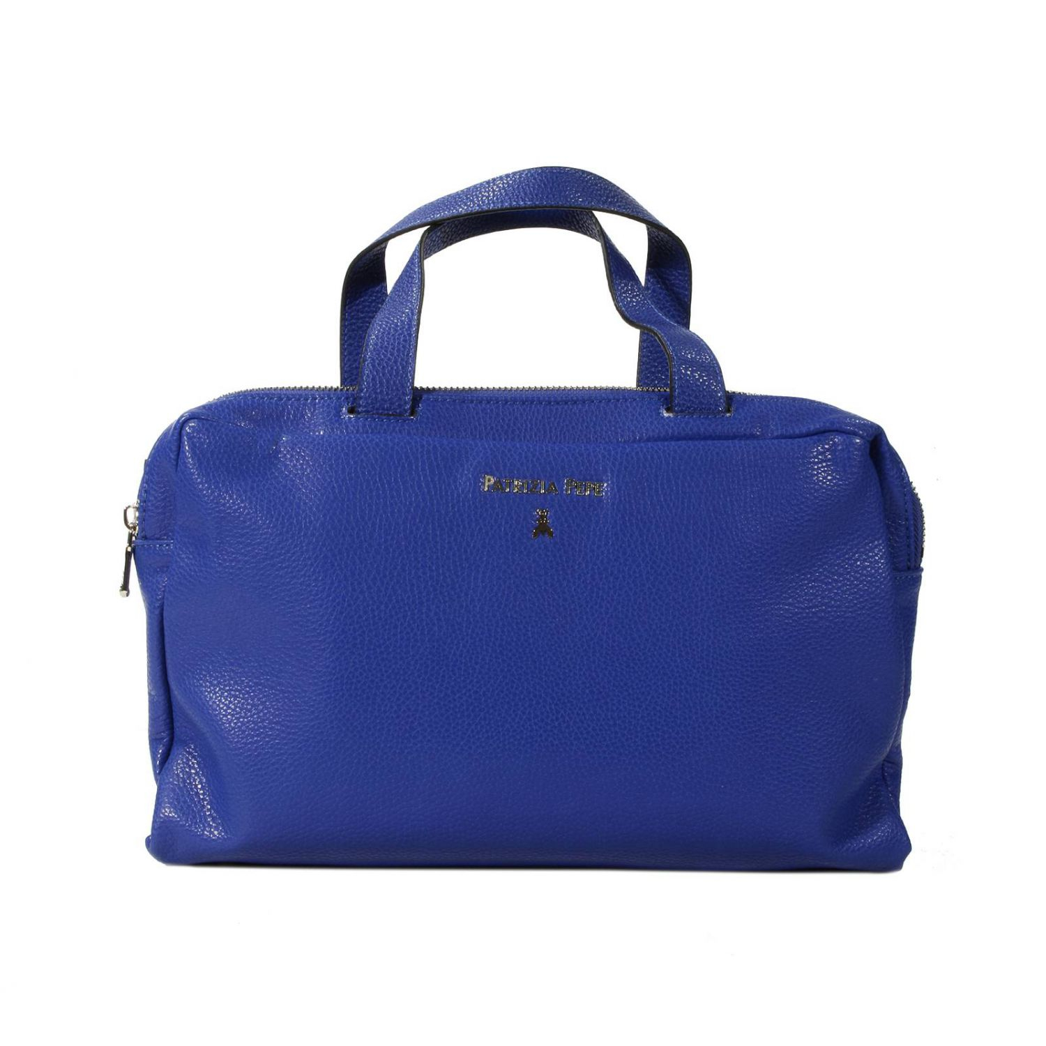 Patrizia Pepe Handbag Bowling Bag Two Handles Leather in Blue Patrizia Pepe Handbag Bowling Bag Two Handles Leather in Blue