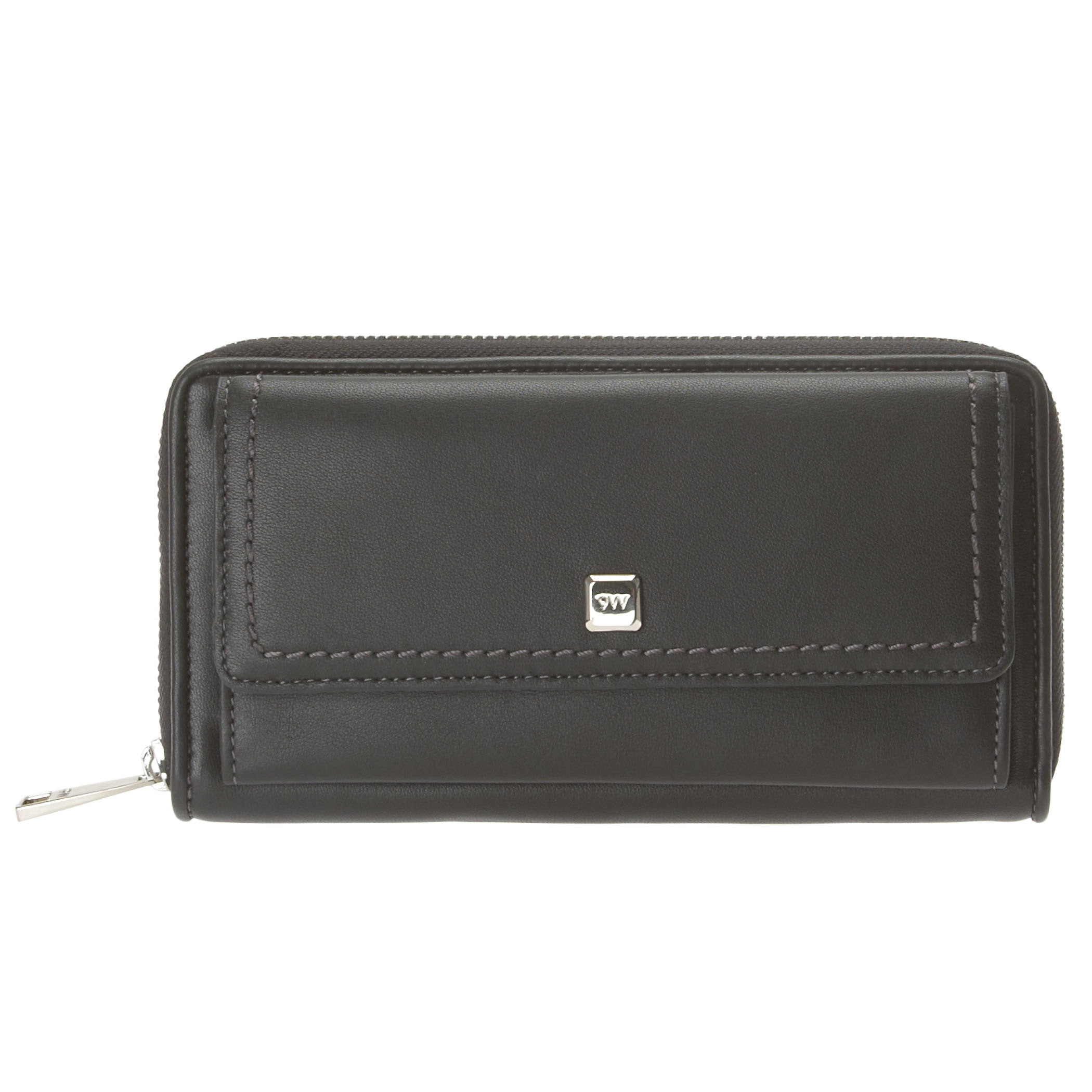 Nine West Mercer Smooth Leather Zip Around Wallet in Black (BLACK