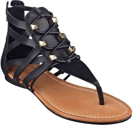 Guess Glando Gladiator Thong Sandals in Black | Lyst