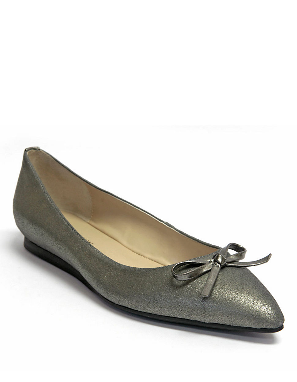 silver flats with bow