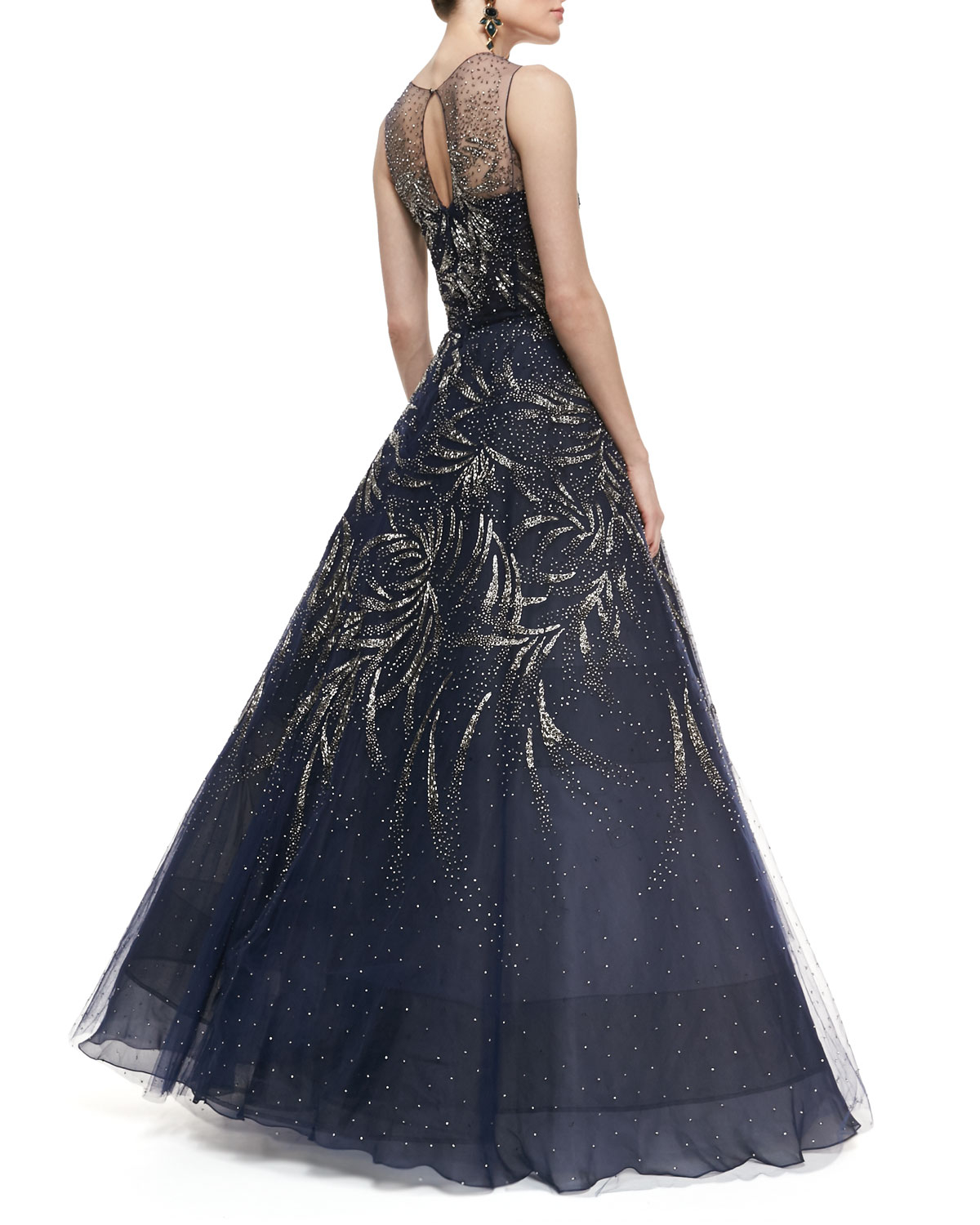 oscar de la renta silver gown