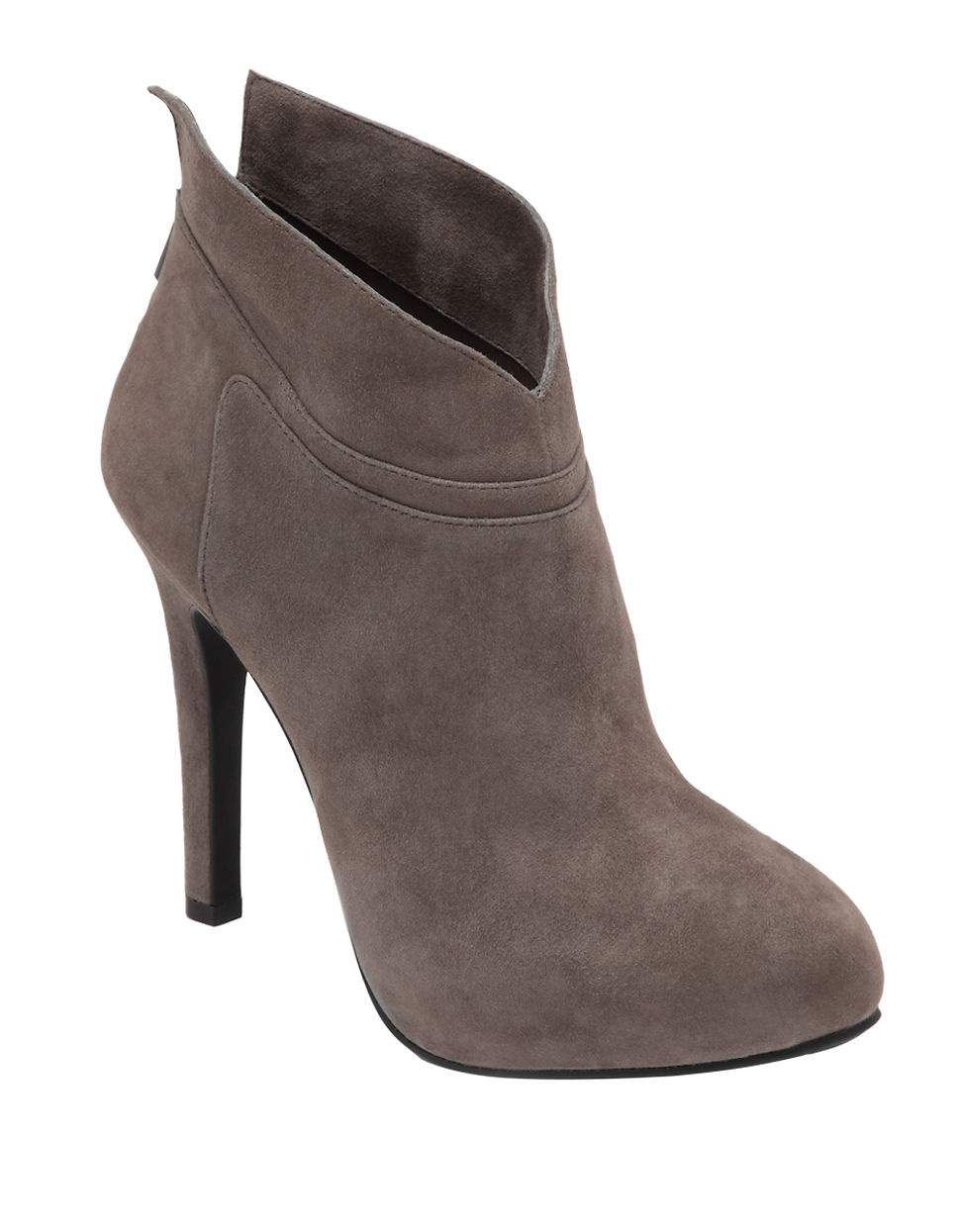 Jessica Simpson Aggie Leather High-Heel Ankle Boots in Gray (GREY ...