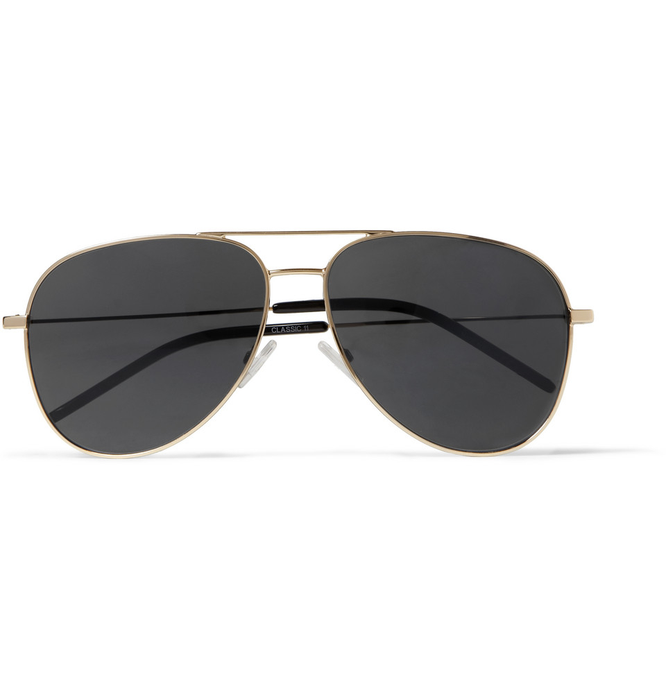 Saint Laurent Classic 11 Metal Aviator Sunglasses in Gold for Men Lyst