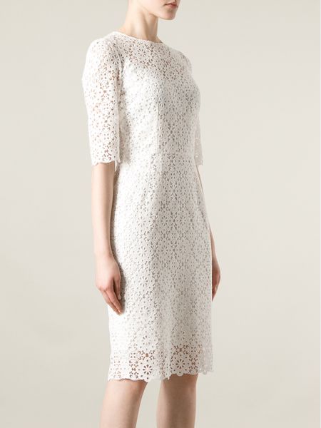 Dolce And Gabbana Floral Broderie Anglaise Dress In White Lyst