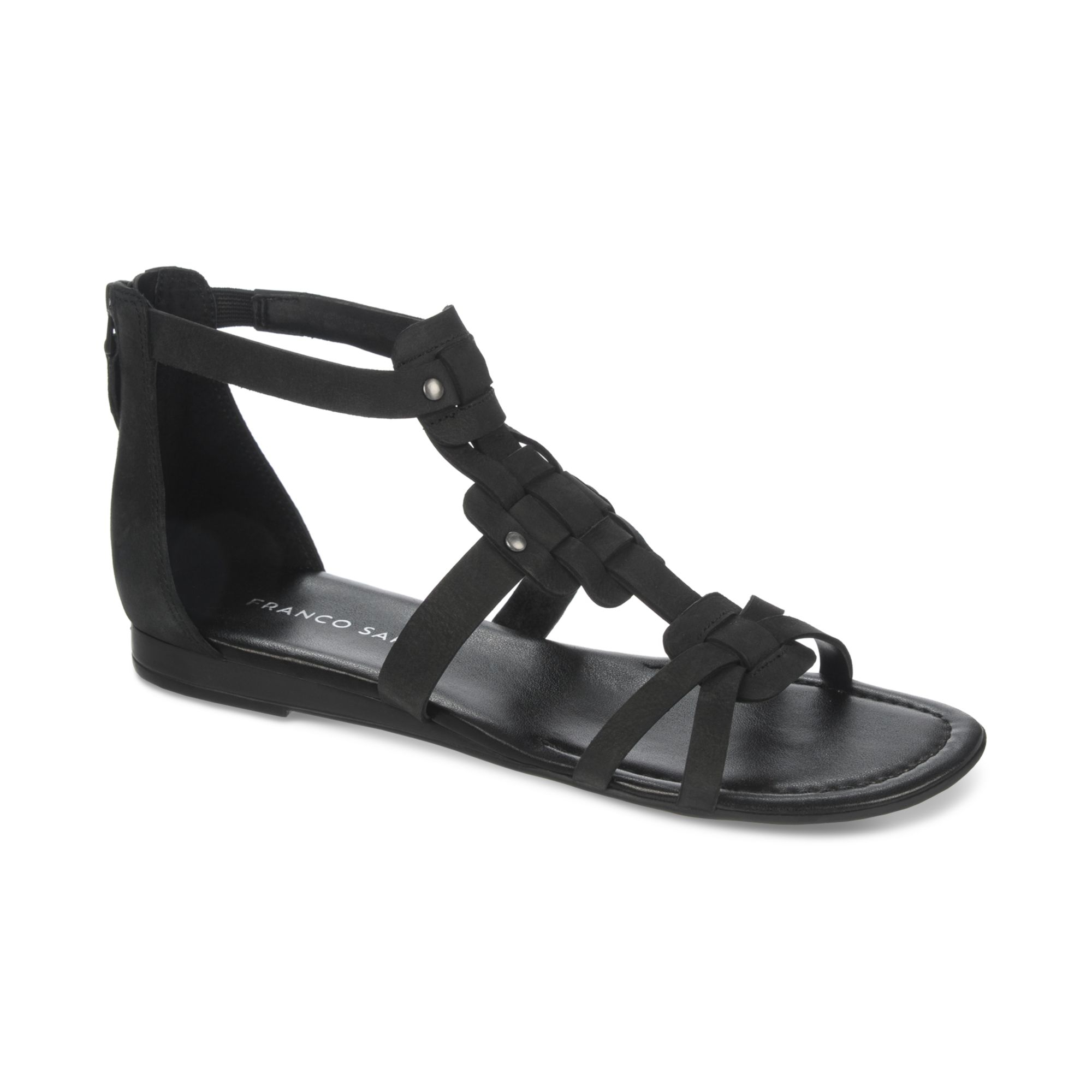 Franco Sarto Glare Mini Wedge Gladiator Sandals in Black | Lyst