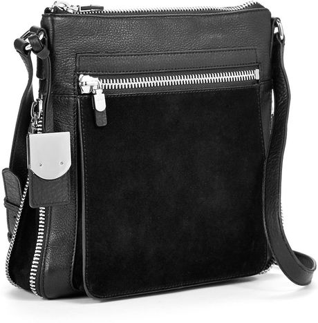 black faux suede crossbody bag