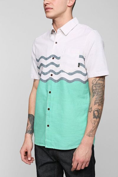 Vans Wave Stripe Buttondown Shirt in Green for Men (MINT) | Lyst