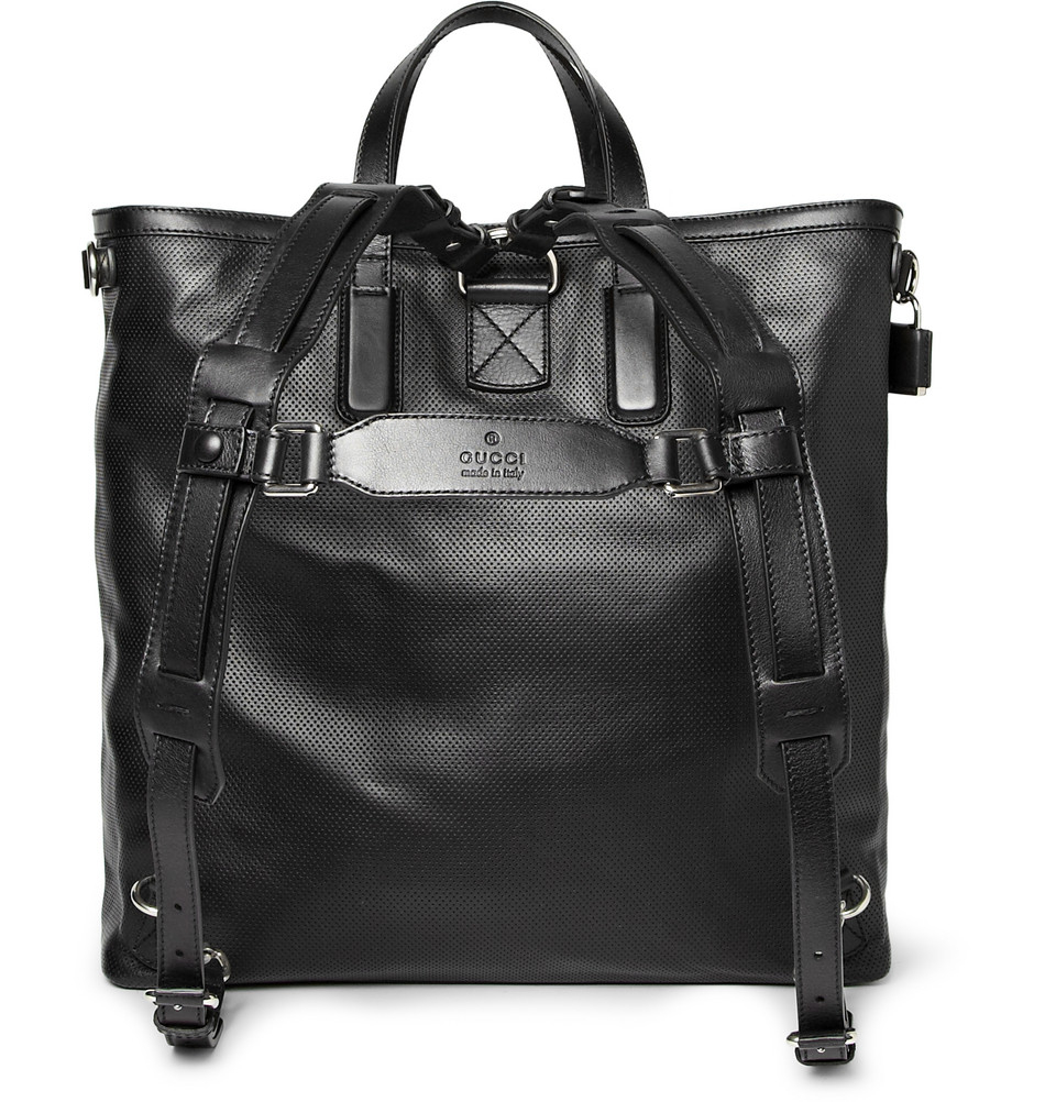 Gucci Perforatedleather Backpack in Black for Men | Lyst