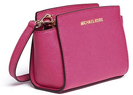 Michael Michael Kors Selma Mini Saffiano Leather Crossbody Bag in Pink | Lyst