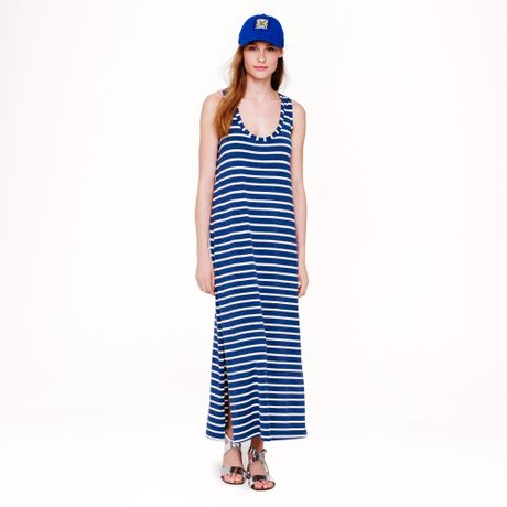 crew Maxi Tank Dress in Stripe in Blue (hthr blueberry) crew Maxi Tank Dress in Stripe in Blue (hthr blueberry)