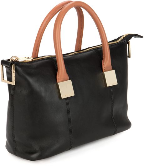 Ted Baker Small Leather Tote Bag in Black | Lyst