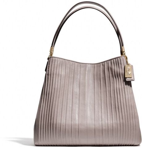 Coach Madison Small Phoebe Shoulder Bag in Pintuck Leather in Beige ...