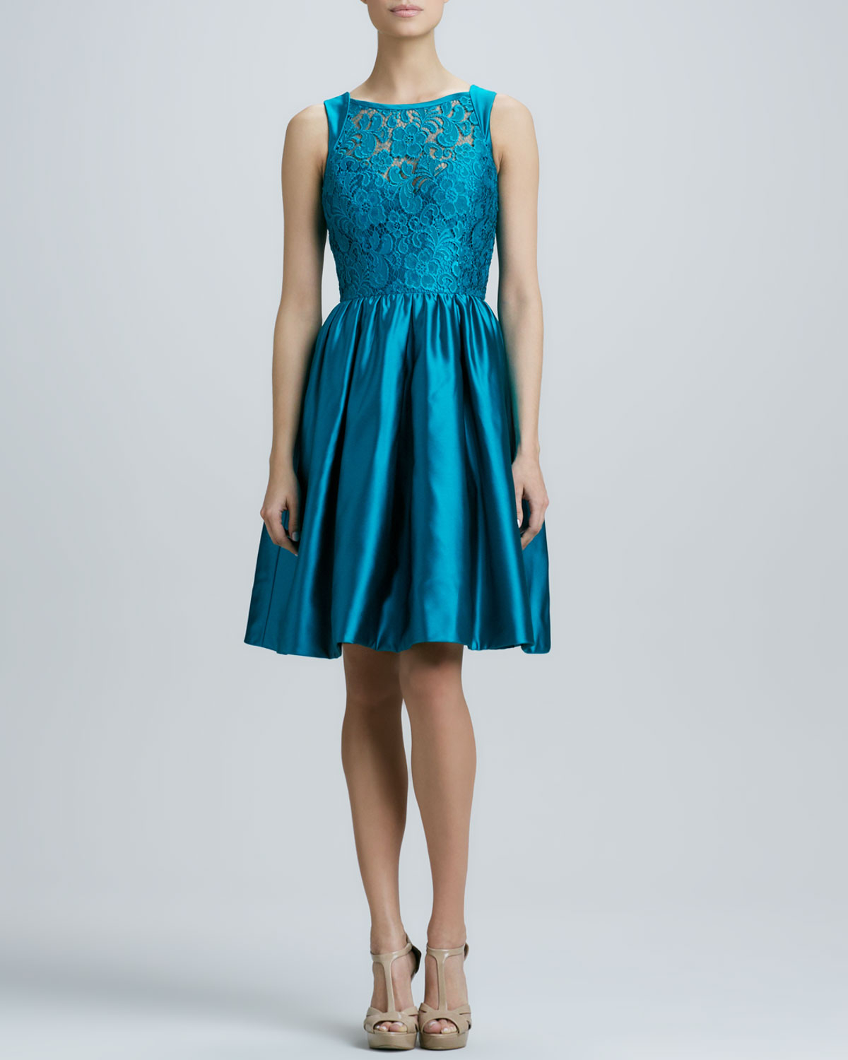 Theia Lacebodice Cocktail Dress in Blue (PEACOCK) Lyst