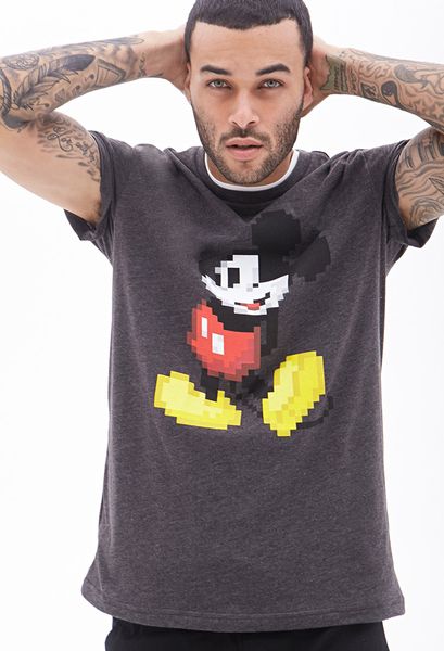 Forever 21 Pixelated Mickey Mouse Tee in Gray for Men (Charcoal ...