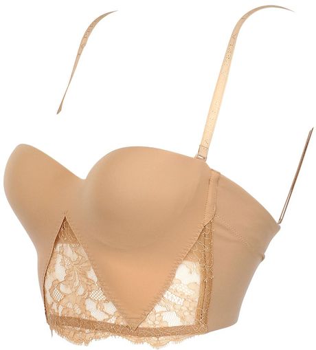 La Perla Lace Lycra Bustier Bra In Beige Nude Lyst