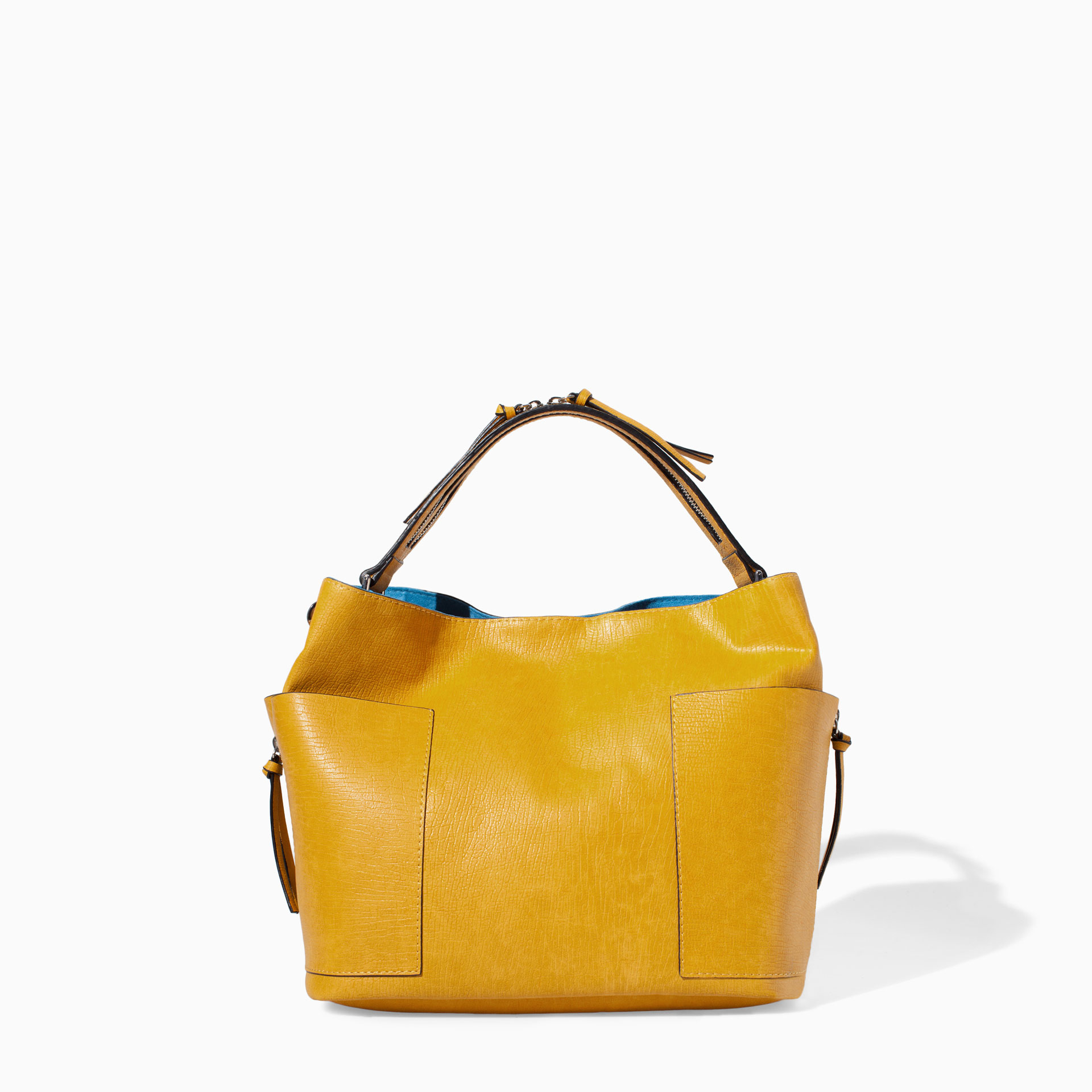 Zara Bucket Bag with Zip in Yellow Lyst