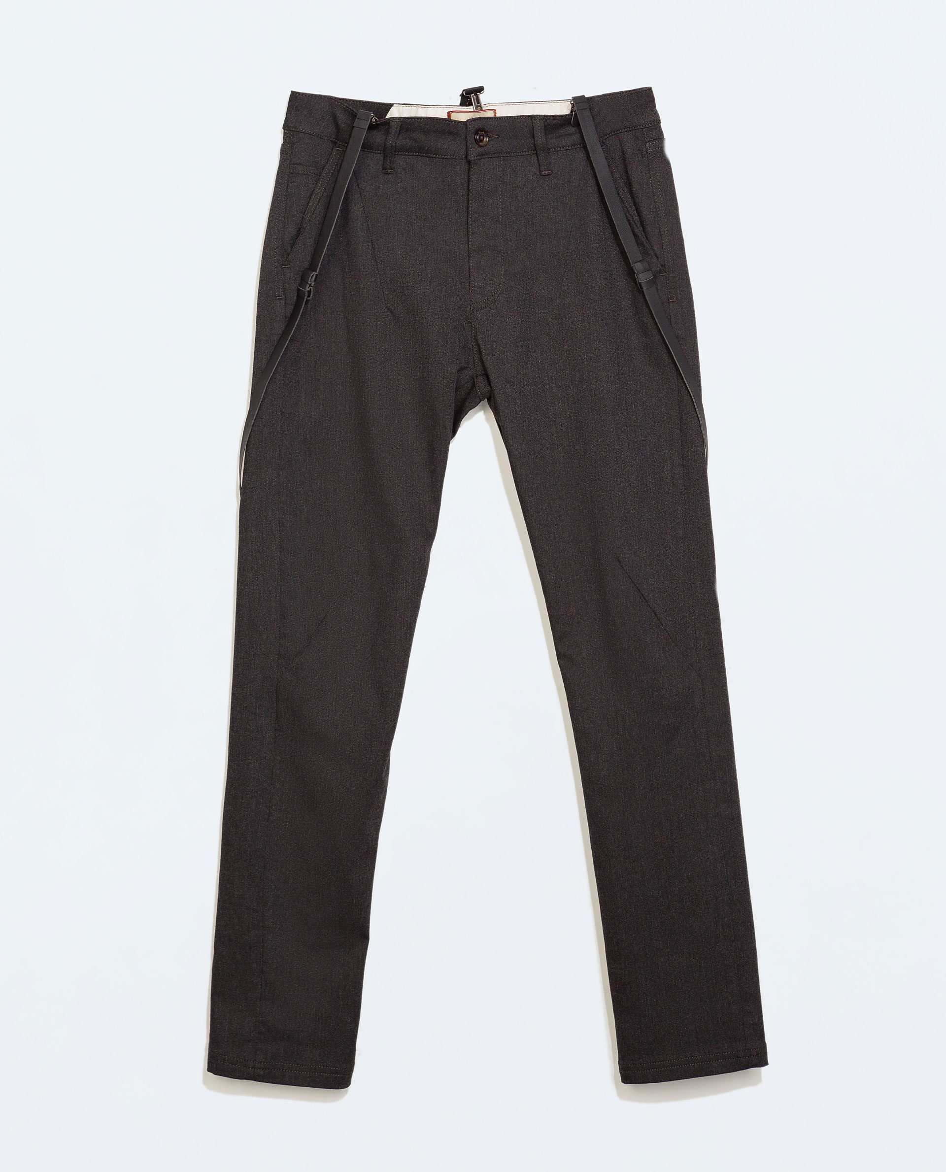 Zara Seamed Trousers With Suspenders in Brown for Men (Dark grey) Lyst