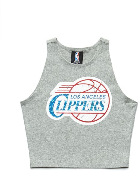 Forever 21 Los Angeles Clippers Crop Top in Gray (Heather greywhite)