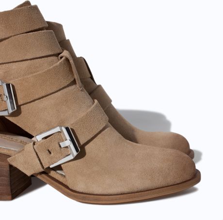 zara leather ankle boots with block heel