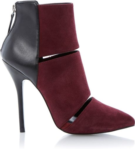 Steve Madden Tripplee Suede and Contrast Stiletto Heel Booties in Red ...