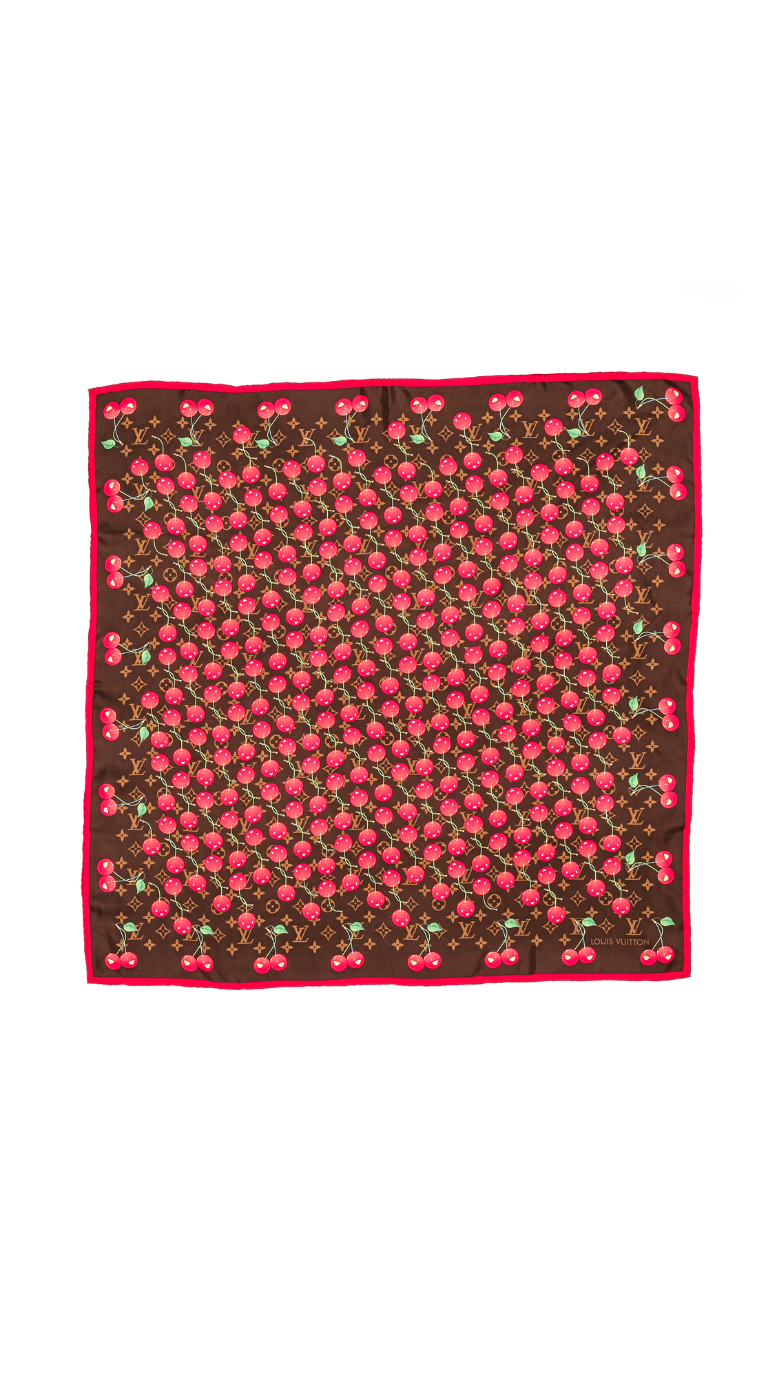 What Goes Around Comes Around Vintage Louis Vuitton Murakami Cherry Print Scarf Multi in Red ...