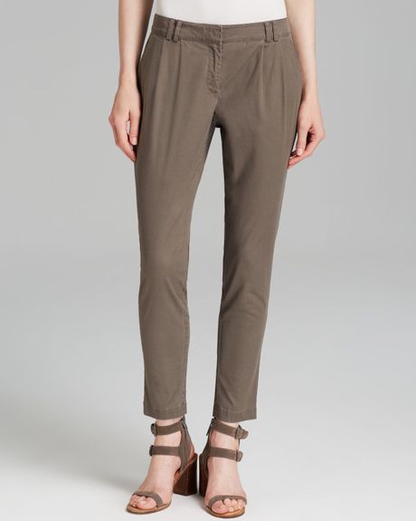 Eileen Fisher Tapered Ankle Trousers in Gray (Taupe) | Lyst