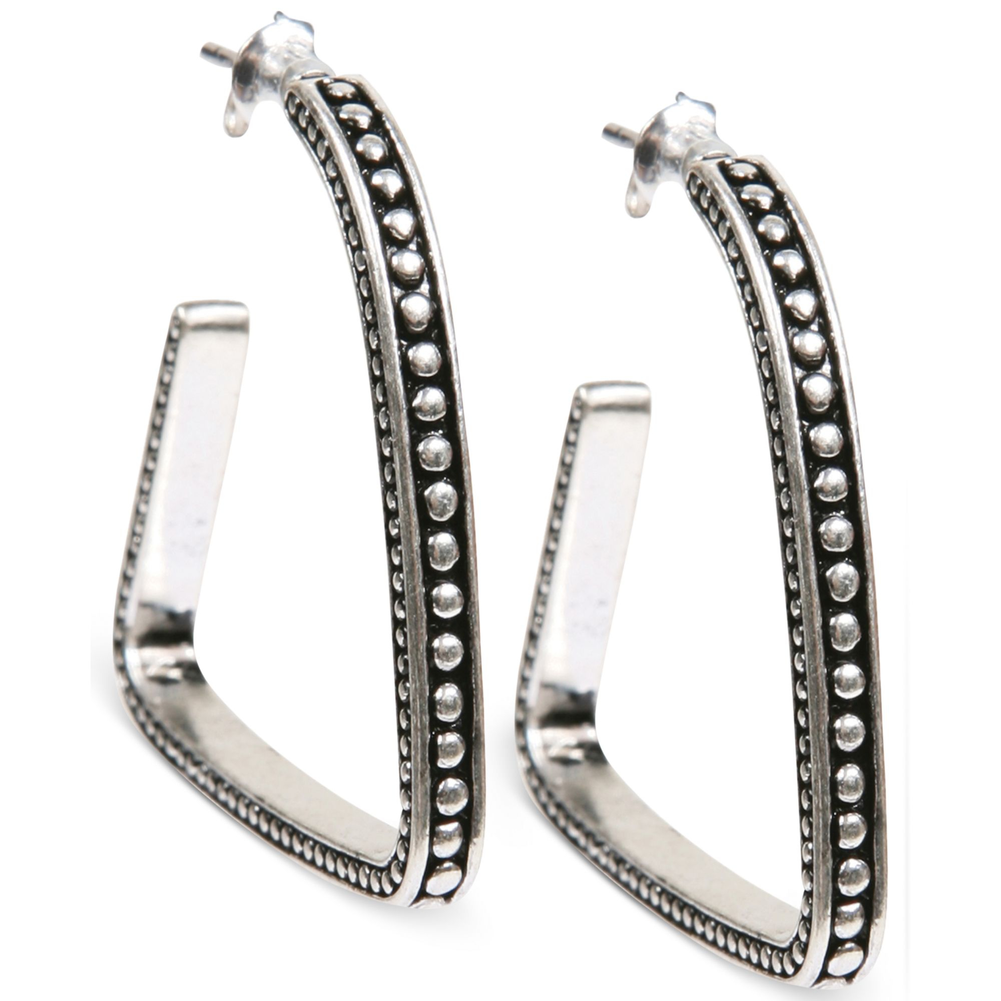 Lucky Brand Silvertone Tribal Hoop Earrings in Silver (No Color) Lyst