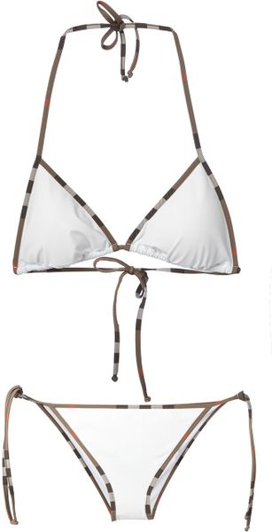 Burberry Brit Check Trim Bikini In White Lyst