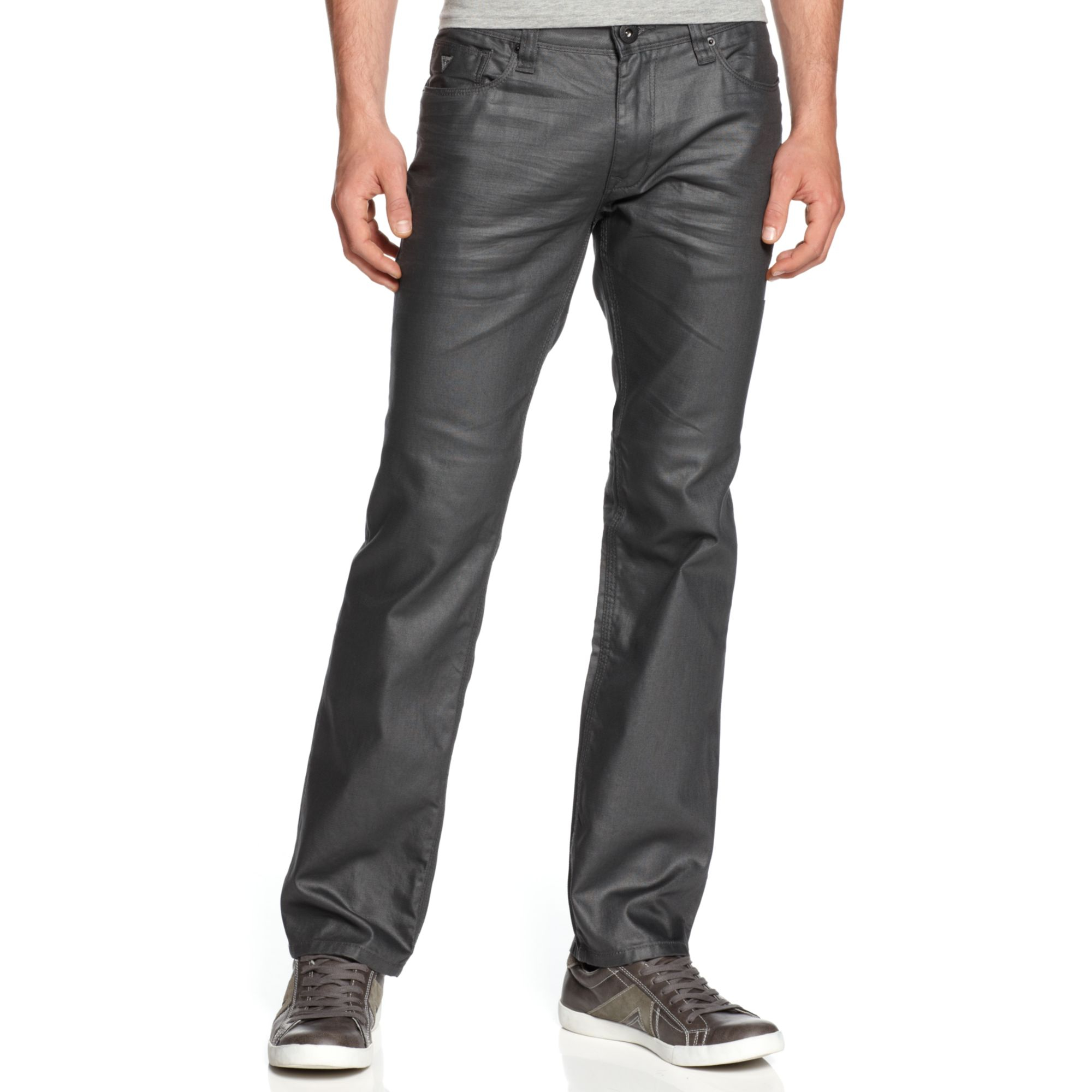 Guess Lincoln Coated Slim Straight Jeans in Gray for Men (grey) Lyst