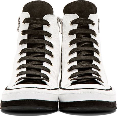 black and grey high tops