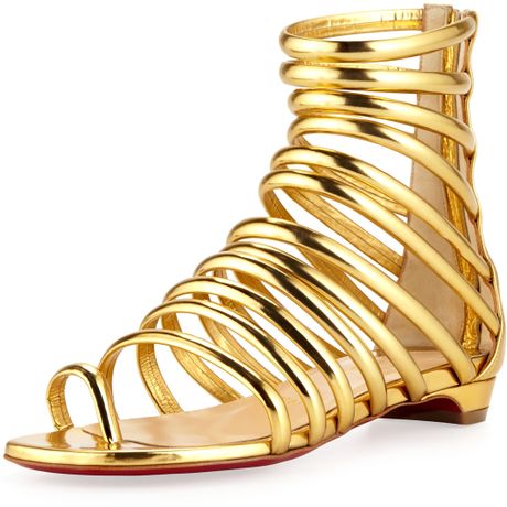 ... Louboutin Catchetta Metallic Gladiator Sandal Gold in Gold | Lyst