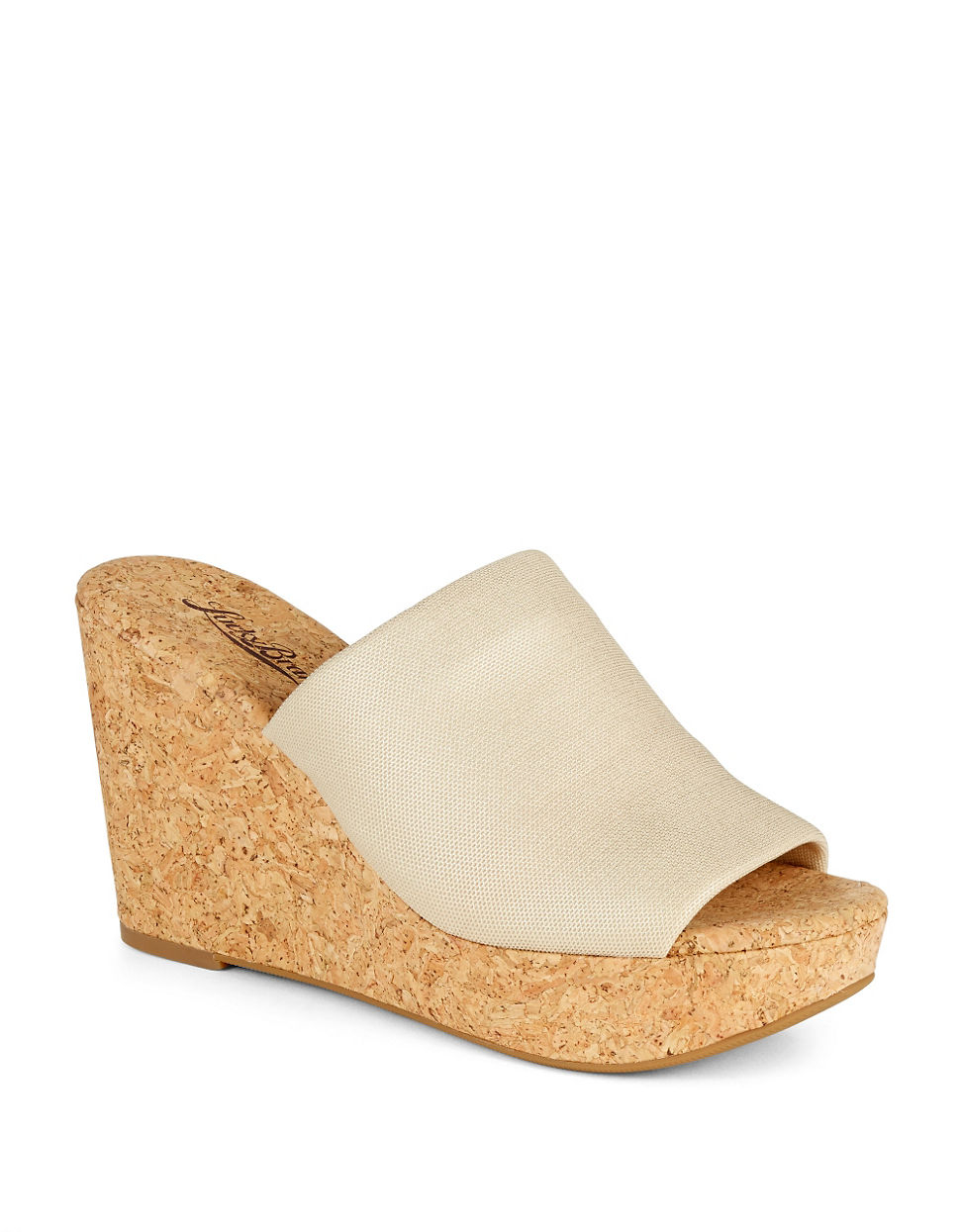 Lucky Brand Marilyn Cork Wedge Sandals in Beige (PLATINUM