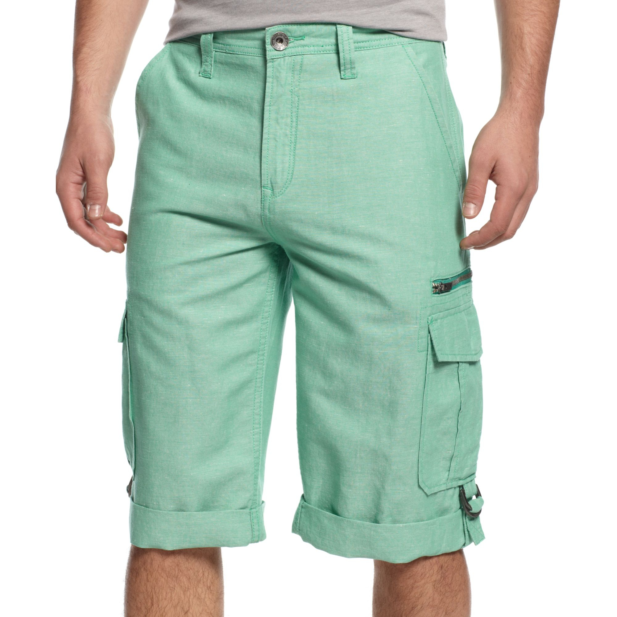 Guess Jeans Linenblend Fatigue Shorts in Green for Men (Dublin Green