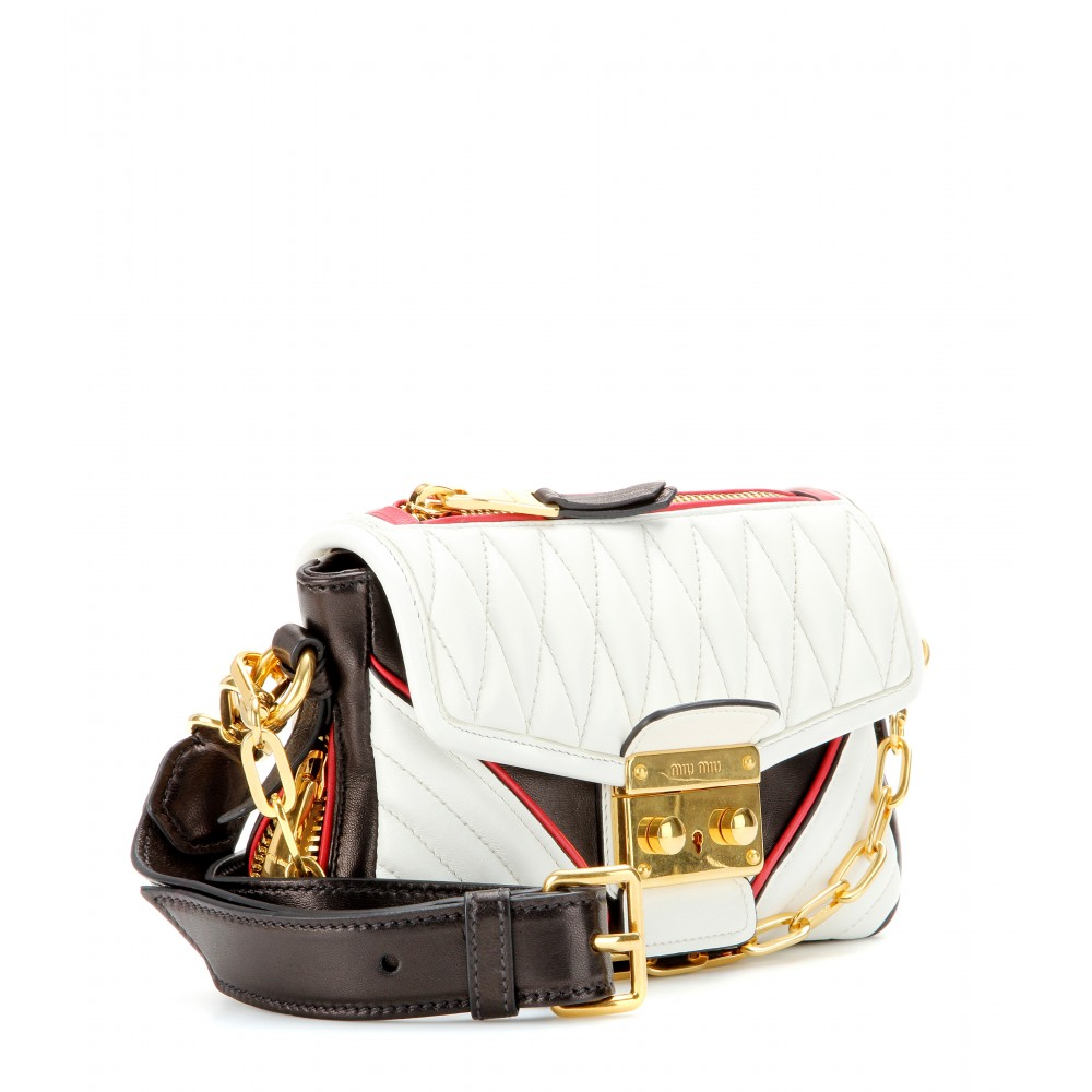 Lyst Miu Miu Matelassé Leather Shoulder Bag in White