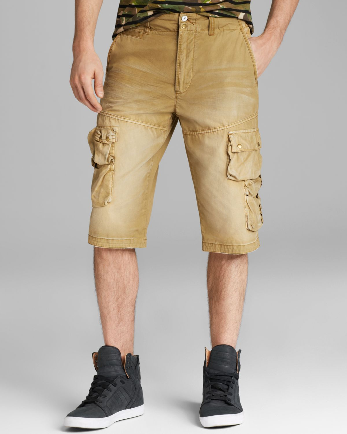 khaki green cargo shorts