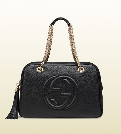 Gucci Soho Leather Chain Shoulder Bag in Black | Lyst