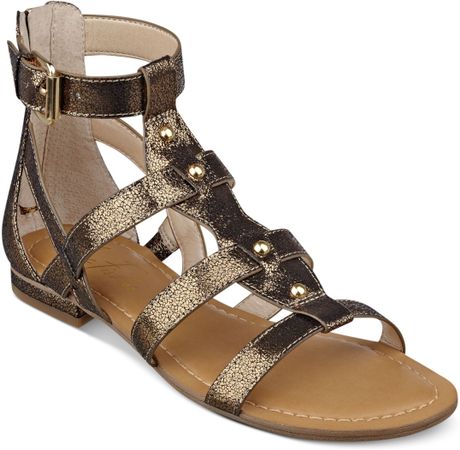 gold gladiator sandals brandi fisher marc flat antique