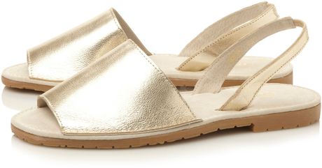 gold two part sandals