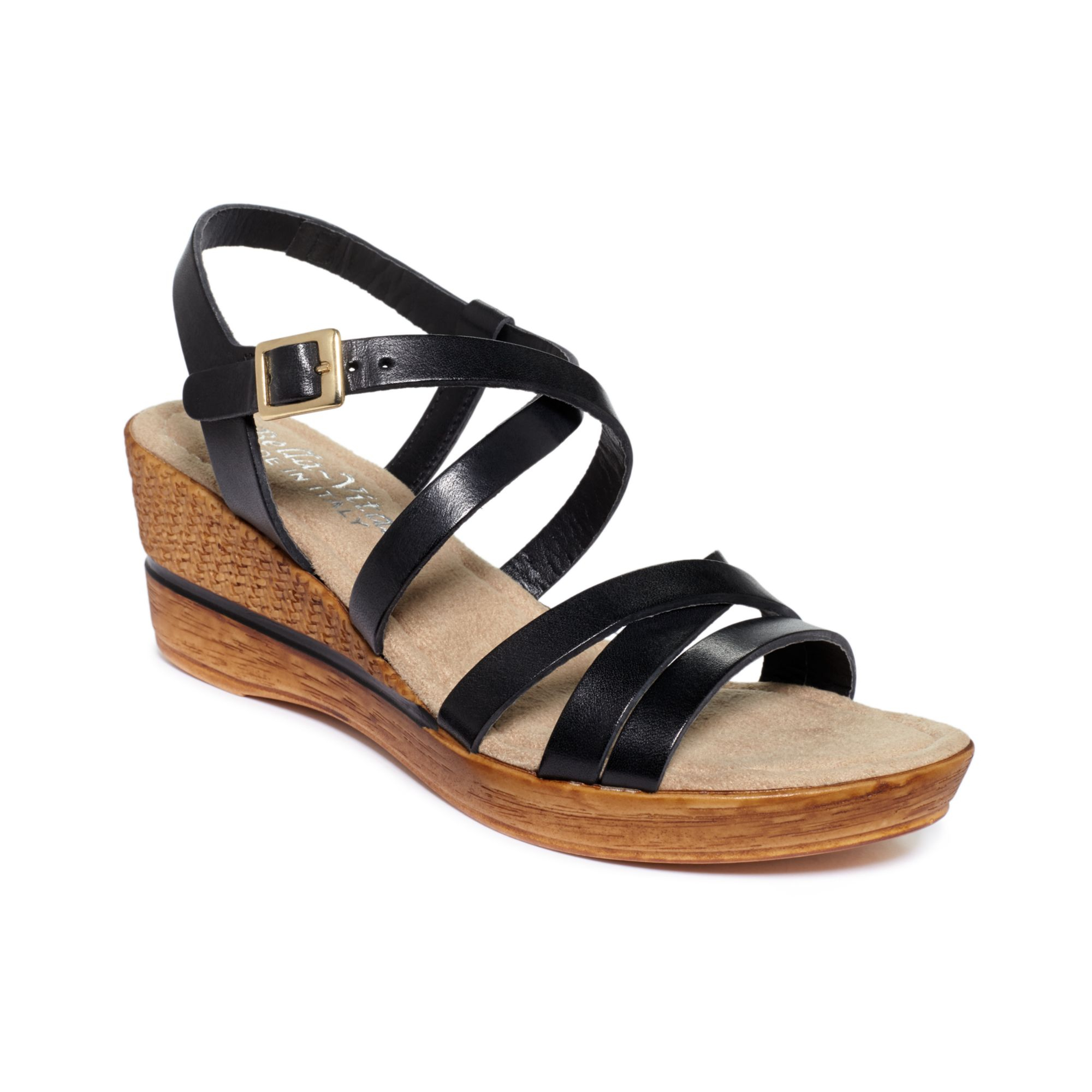 Bella Vita Italian Collection Bacio Platform Wedge Sandals in Black ...